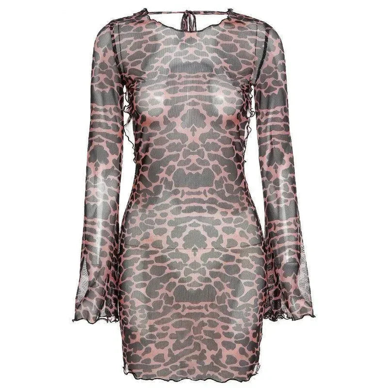 Mermaid Way Laura Leopard Backless Mini Dress