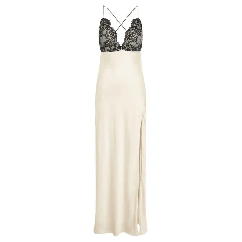 Mermaid Way Loveline Satin Slip Lace Maxi Dress