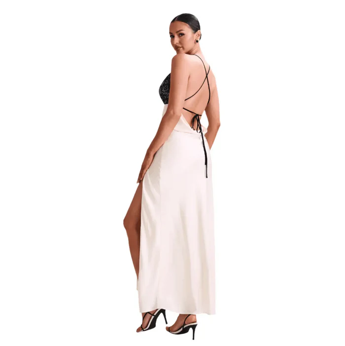 *Loveline Satin Slip Lace Maxi Dress
