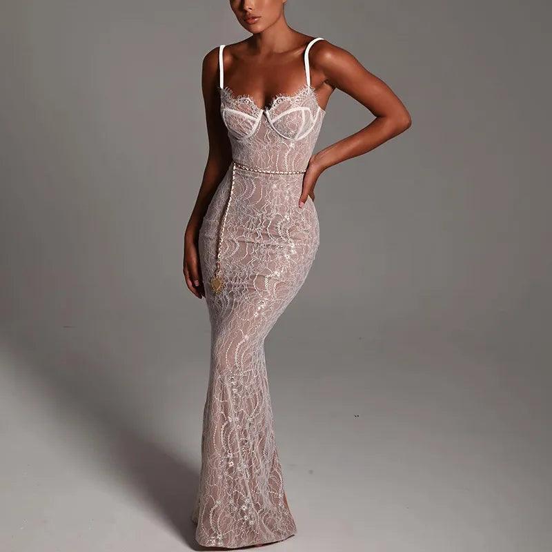 Mermaid Way Lovely Lace Backless Maxi Dress