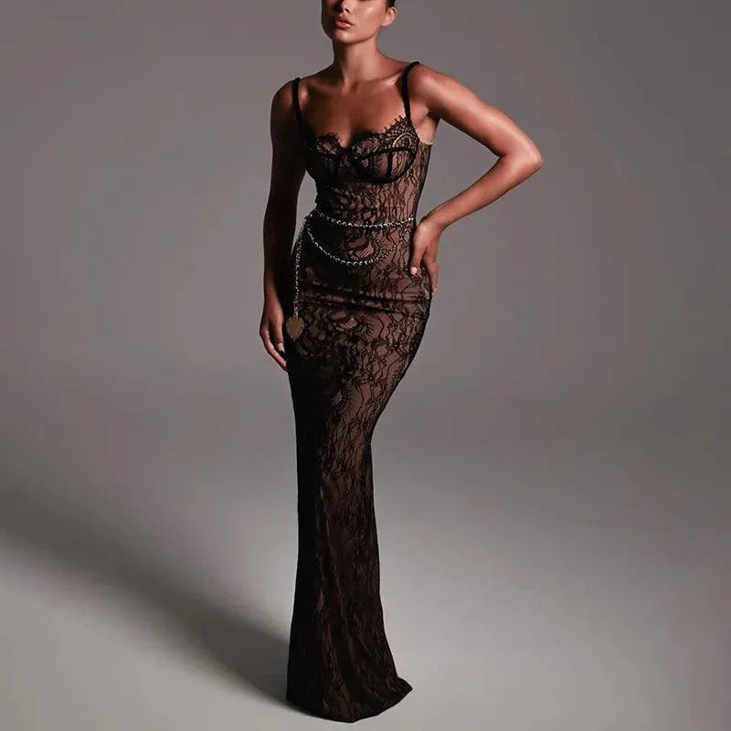 Mermaid Way Lovely Lace Backless Maxi Dress