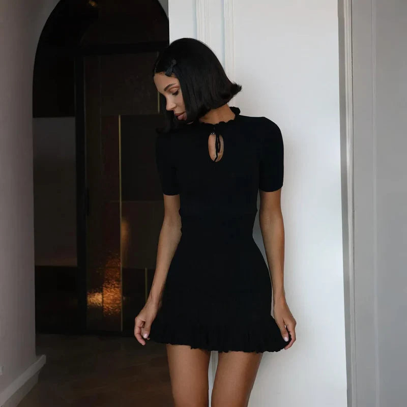 Mermaid Way Lucia Ruffled Knit Mini Dress