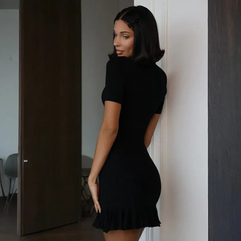 Mermaid Way Lucia Ruffled Knit Mini Dress