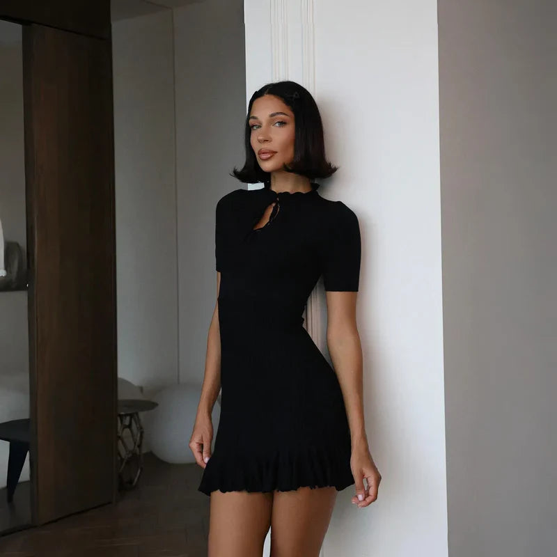 Mermaid Way Lucia Ruffled Knit Mini Dress