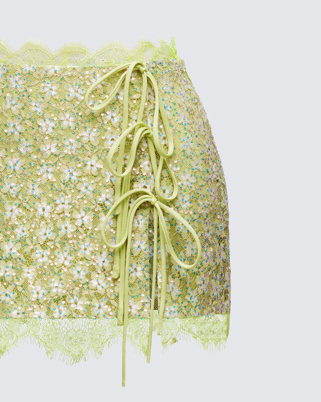 Finesse Lucille Sequin Tie Mini Skirt