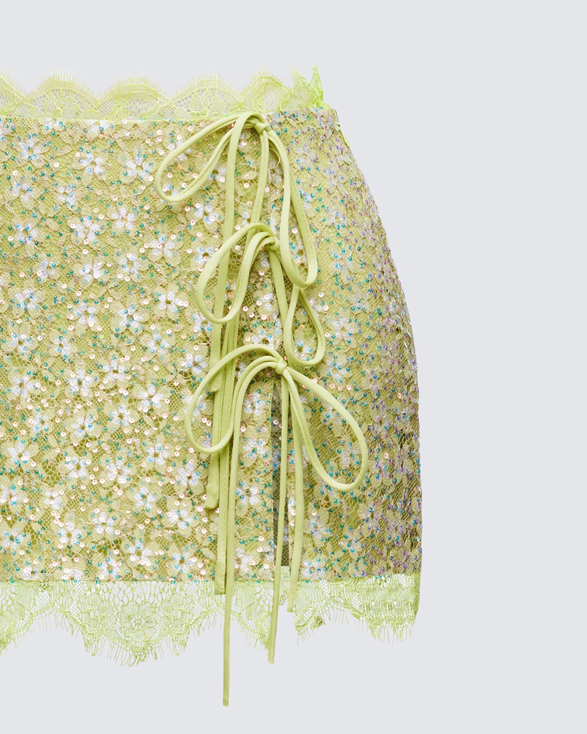 Finesse Lucille Sequin Tie Mini Skirt