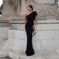Mermaid Way Mademoiselle Elegant One Shoulder Feather Maxi Dress