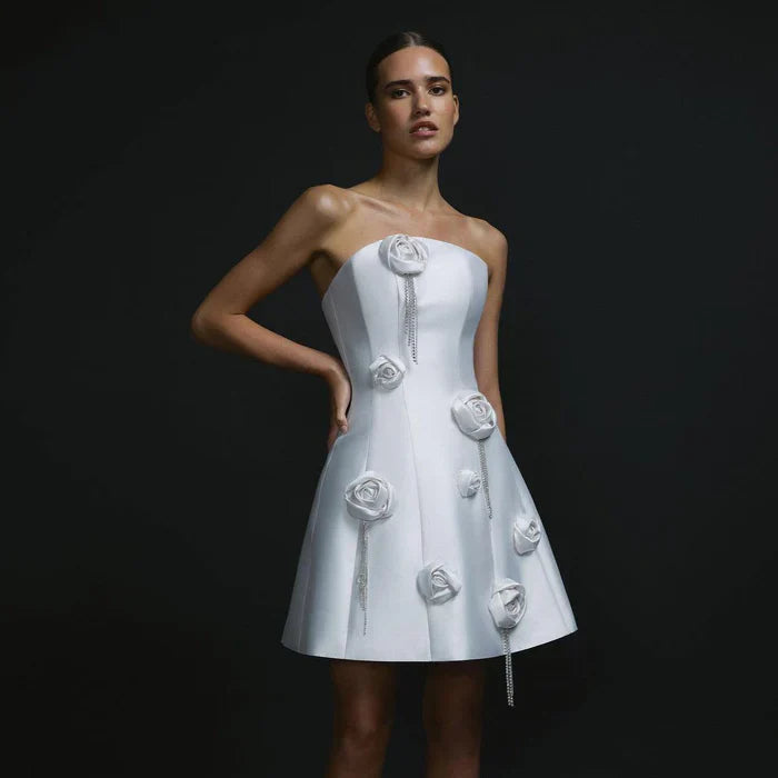 Mermaid Way Main Character Floral Appliques Mini Dress