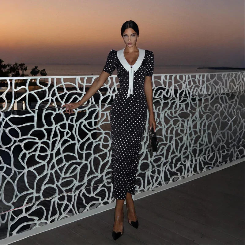 Mermaid Way Manon Polka Dot Vintage Midi Dress