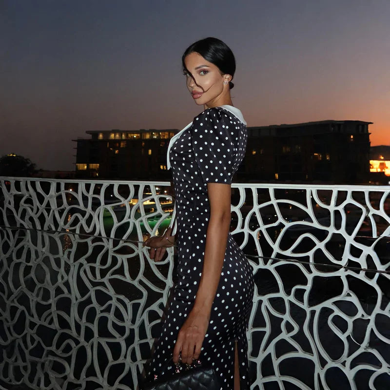 Mermaid Way Manon Polka Dot Vintage Midi Dress