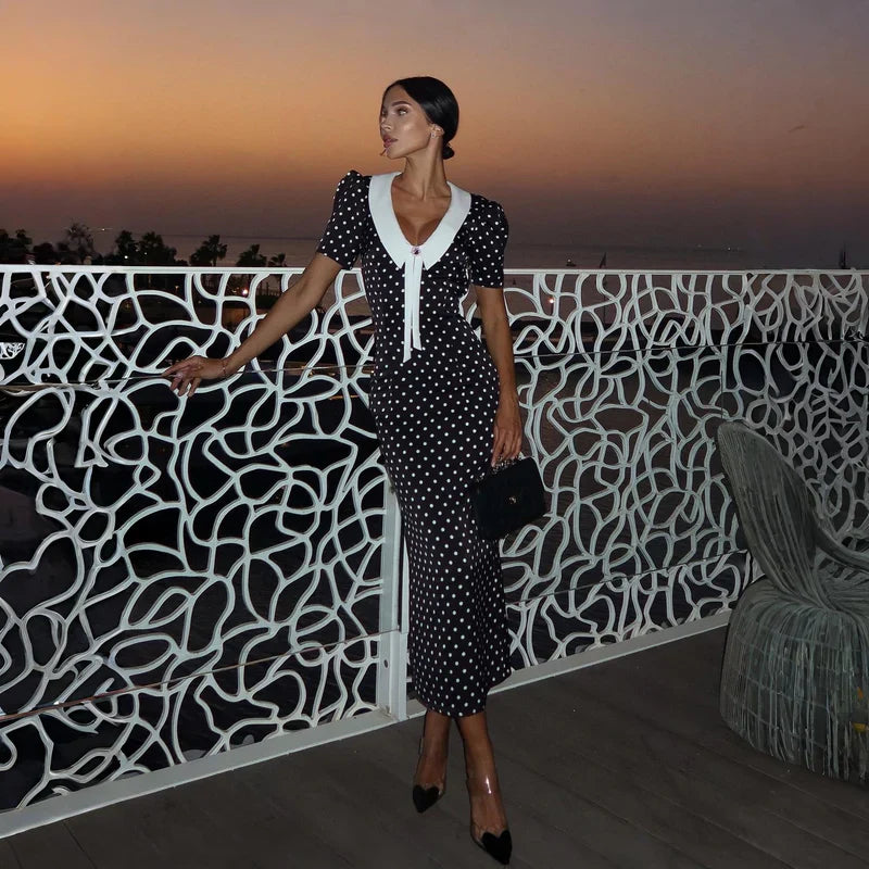Mermaid Way Manon Polka Dot Vintage Midi Dress