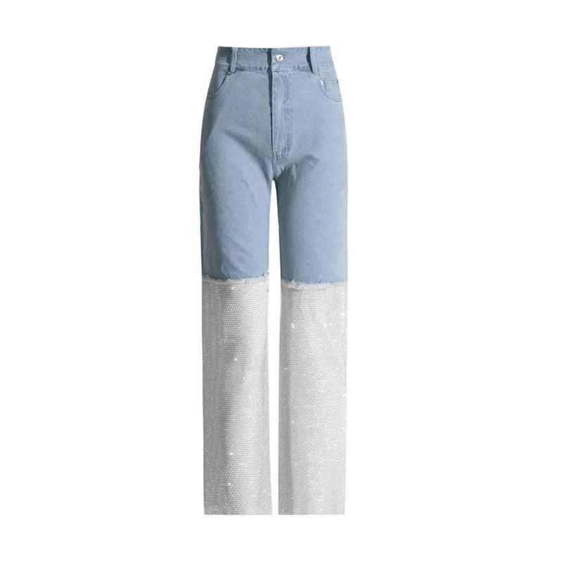 Mermaid Way Night Moves Light Blue Diamond Mesh Jeans