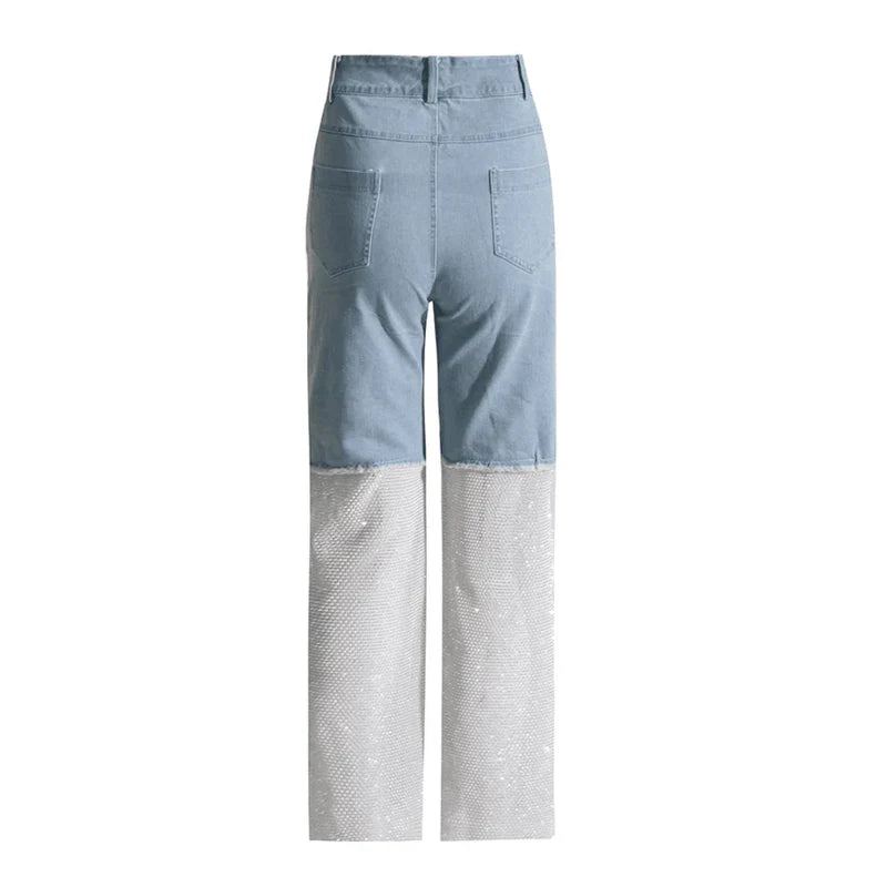 Mermaid Way Night Moves Light Blue Diamond Mesh Jeans