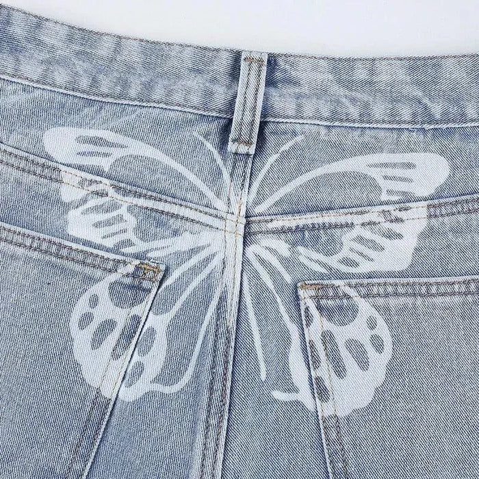 *Nikolett Butterfly Loose Light Blue Jeans