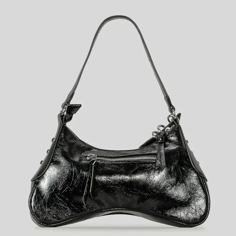 Mermaid Way Noxen Vintage Leather Rivet Shoulder Bag