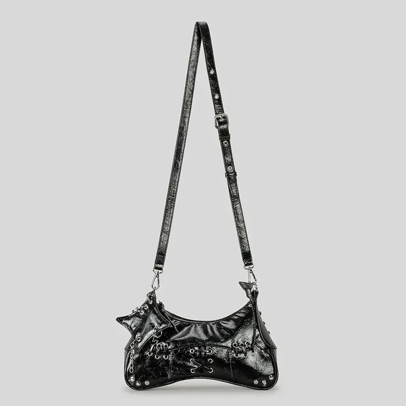 Mermaid Way Noxen Vintage Leather Rivet Shoulder Bag