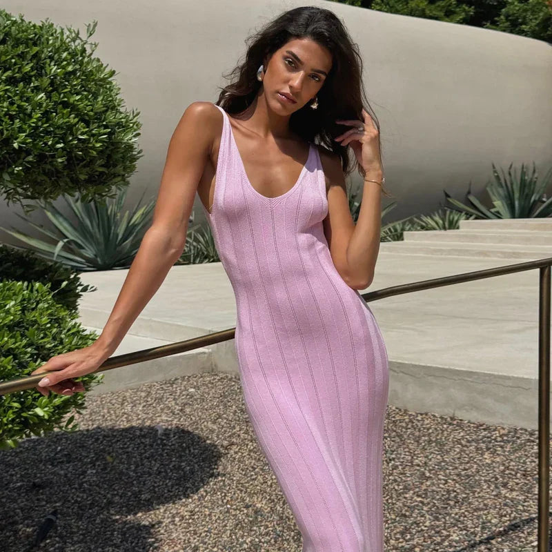 Mermaid Way Nyx Knitted Backless Maxi Dress