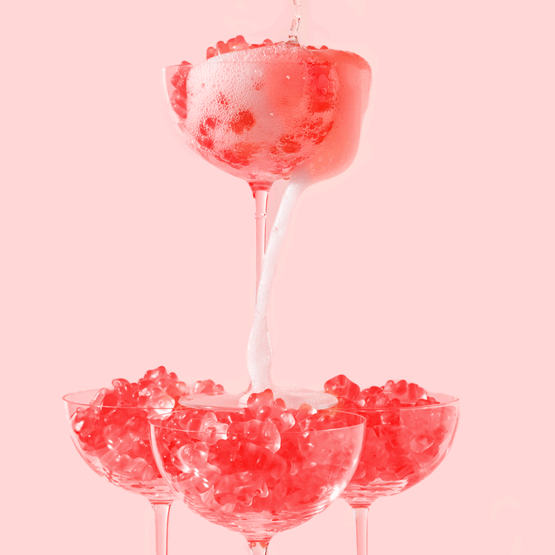 Sugarfina Strawberry Champagne Bears Celebration Bottle - Party Pack of 6