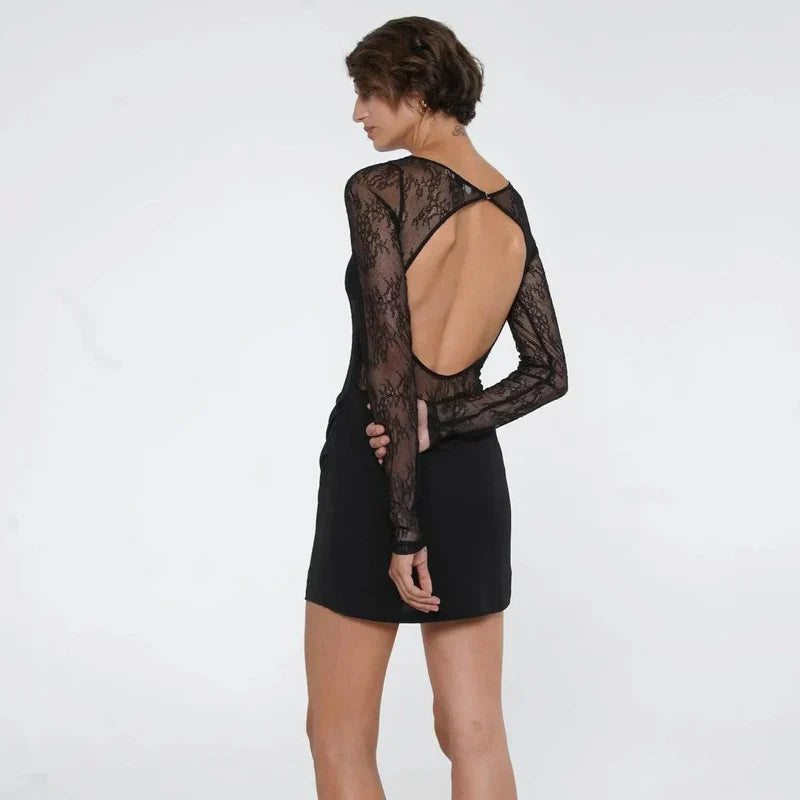 Mermaid Way Playful Charm Black Lace Mini Dress