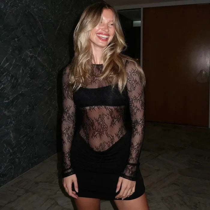 *Playful Charm Lace Mini Dress