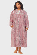 Lanz of Salzburg Women's Red Tyrolean Flannel Gown Plus