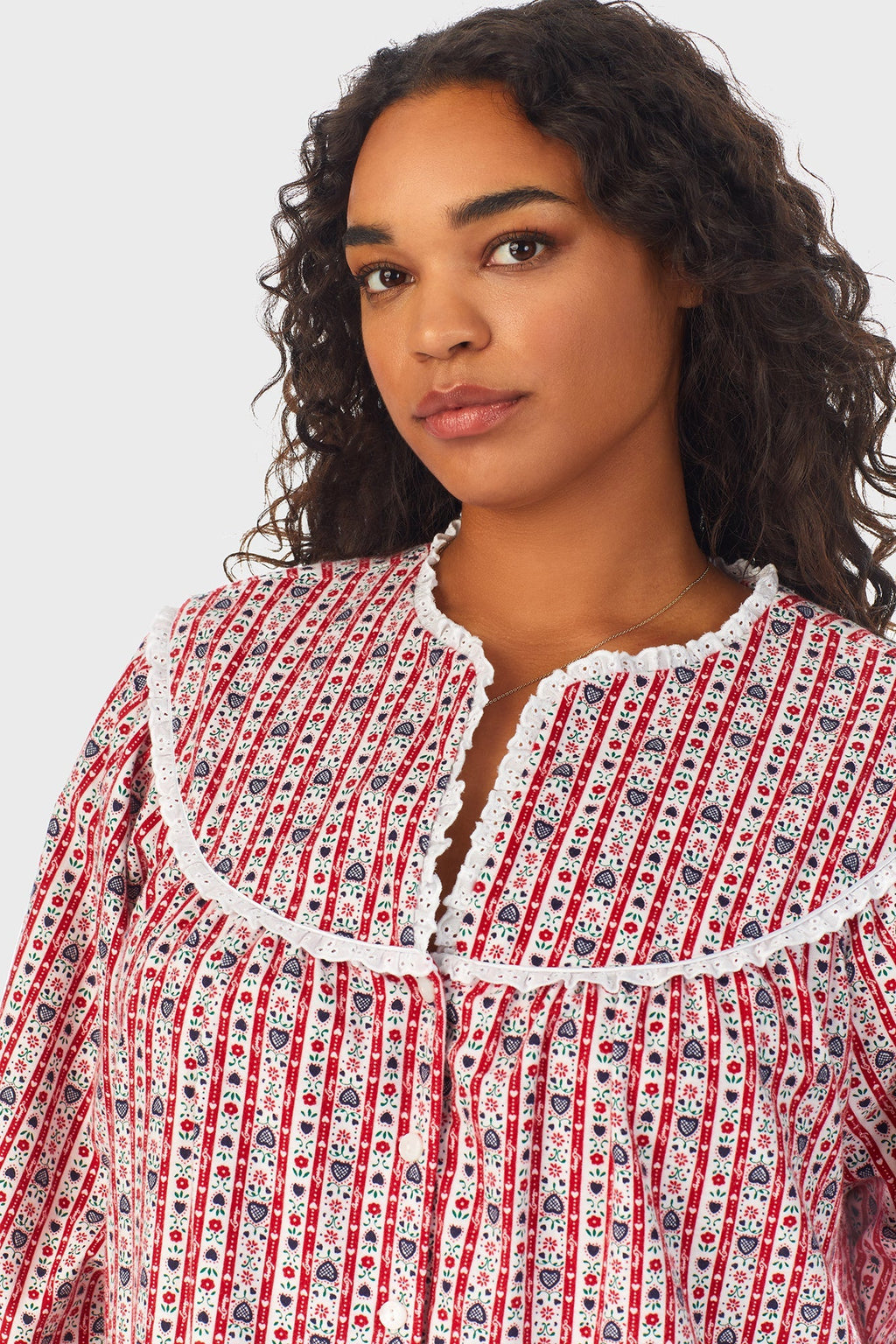 Lanz of Salzburg Women's Red Tyrolean Flannel Gown Plus