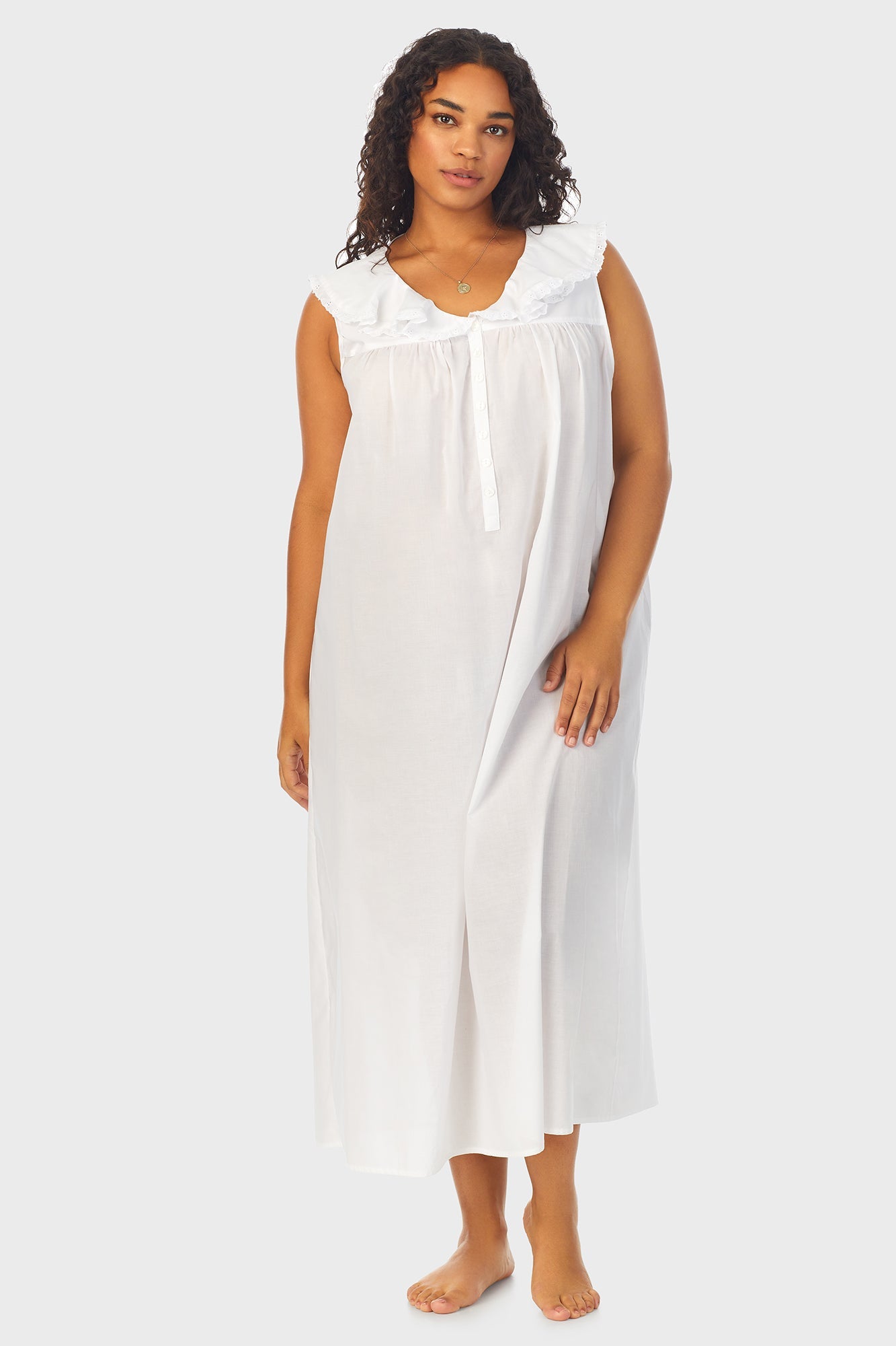 Lanz of Salzburg Women's White Cotton Dream Long Nightgown Plus