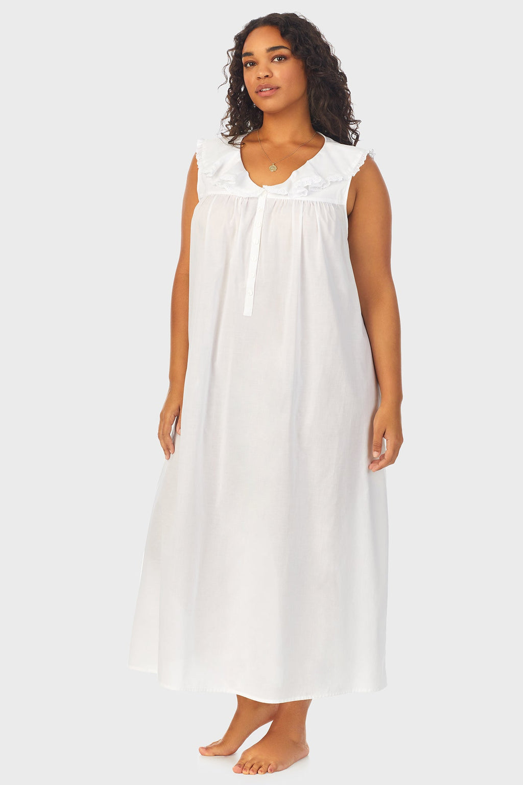 Lanz of Salzburg Women's White Cotton Dream Long Nightgown Plus