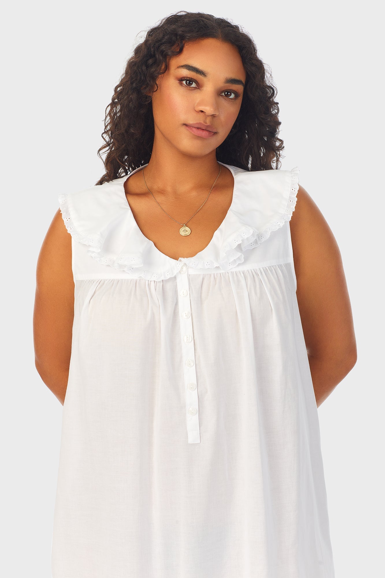 Lanz of Salzburg Women's White Cotton Dream Long Nightgown Plus