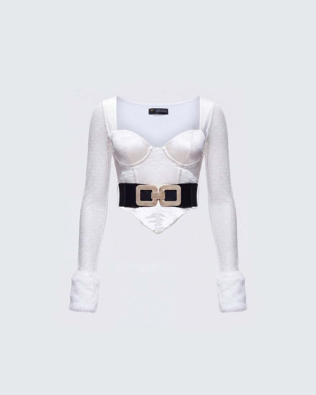 Finesse Rae Ivory Fur Cuff Corset Top