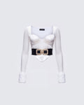 Finesse Rae Ivory Fur Cuff Corset Top