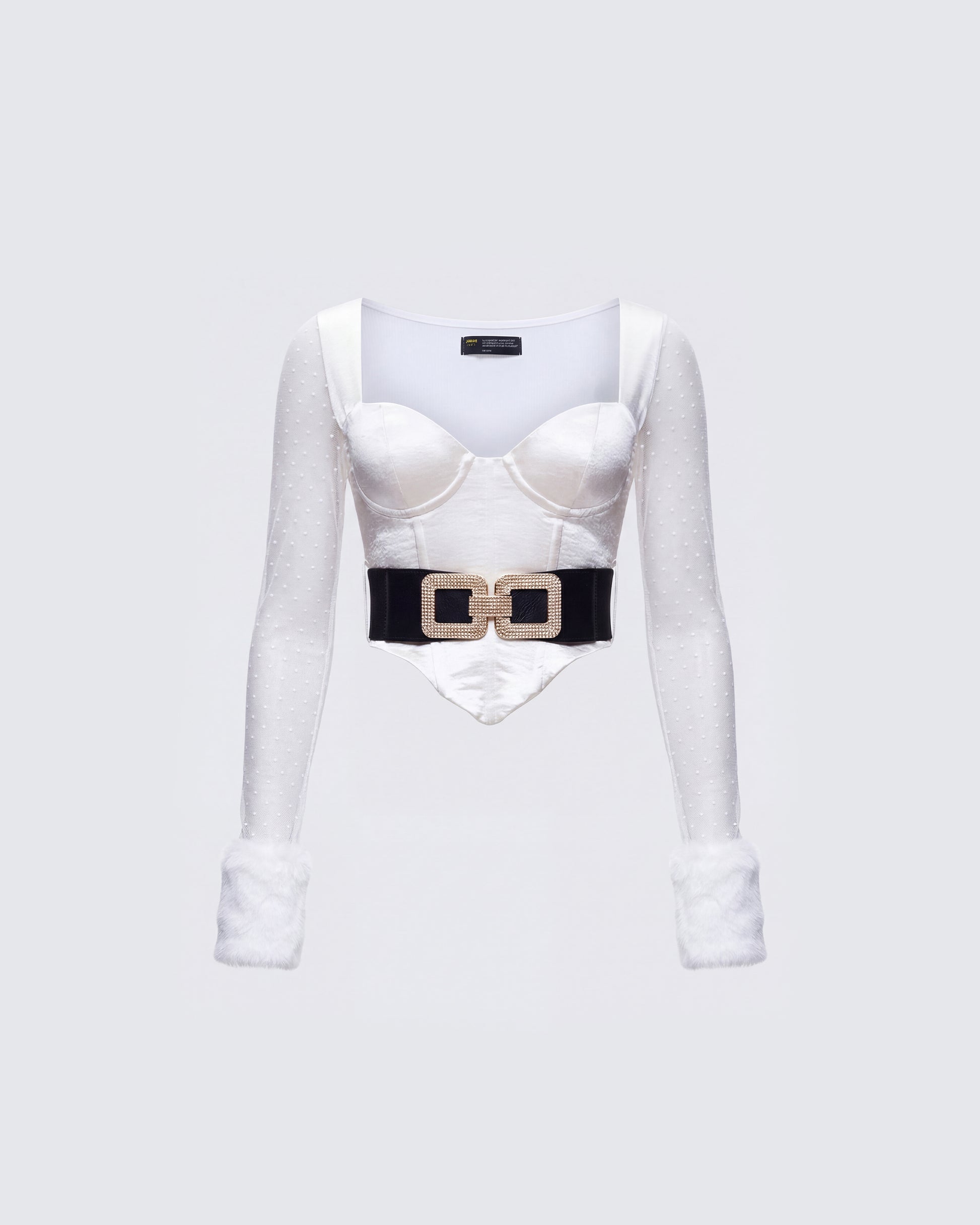 Finesse Rae Ivory Fur Cuff Corset Top
