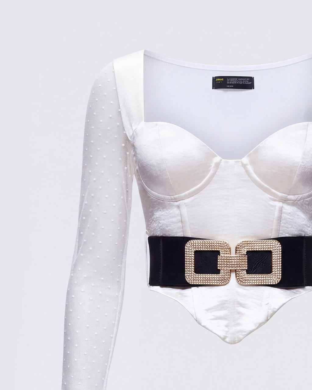 Finesse Rae Ivory Fur Cuff Corset Top