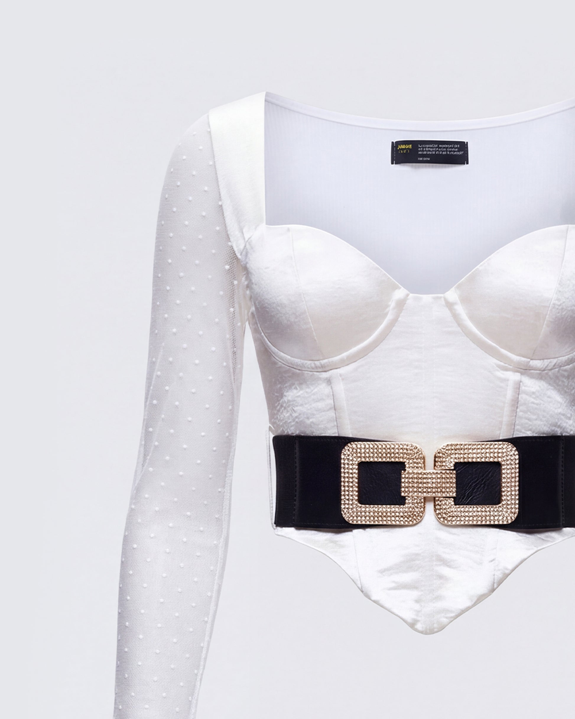 Finesse Rae Ivory Fur Cuff Corset Top