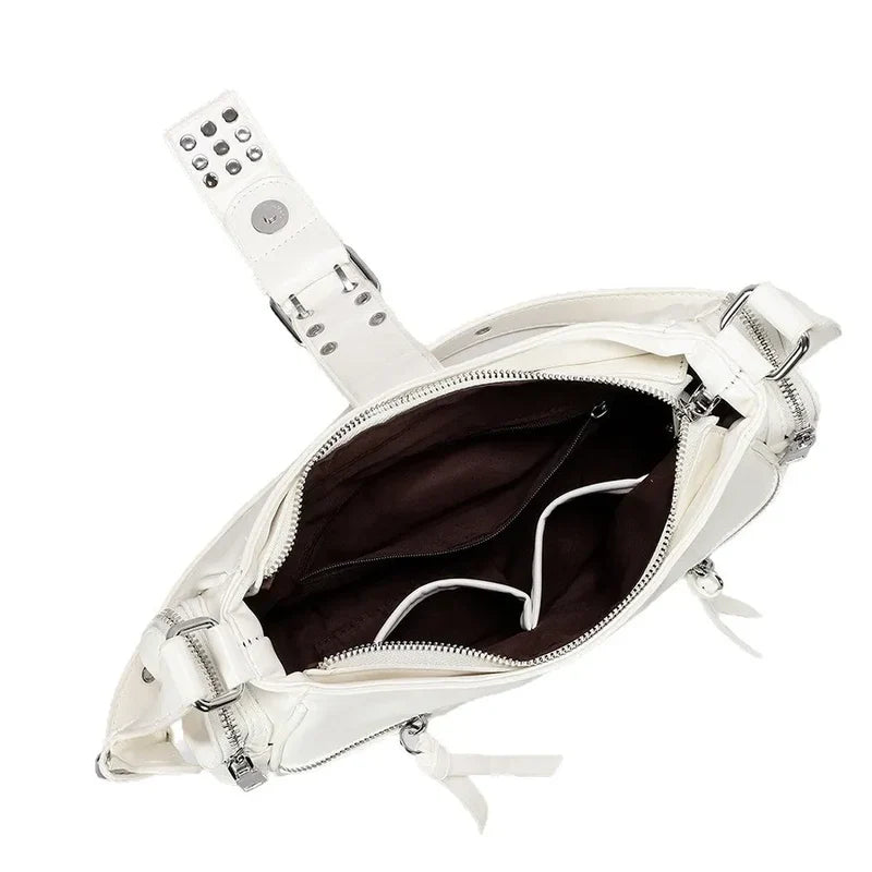 Mermaid Way Ravix Rivet Multi-Zipper Shoulder Bag