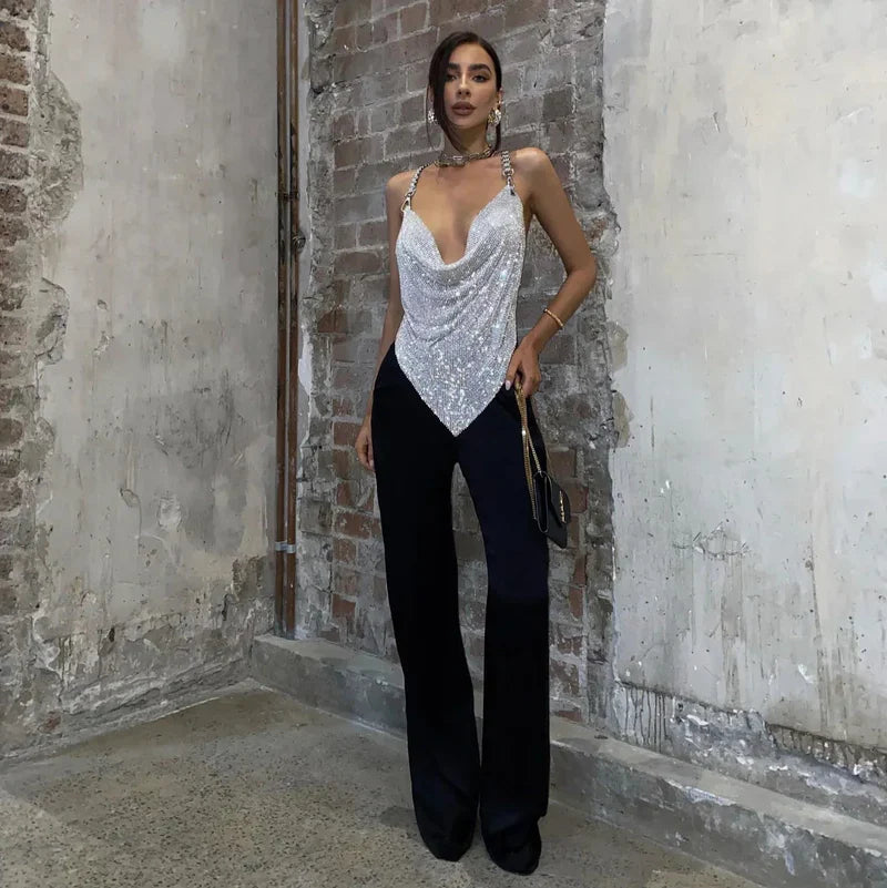 Mermaid Way Rhode Diamond Mesh Chain Top