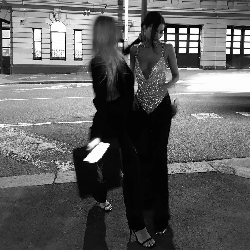 Mermaid Way Rhode Diamond Mesh Chain Top