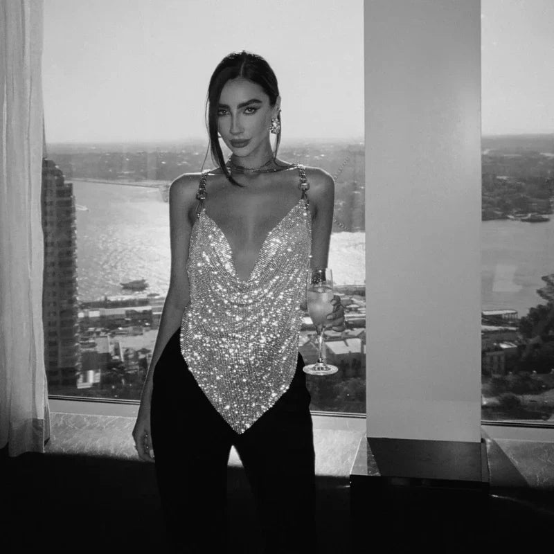 Mermaid Way Rhode Diamond Mesh Chain Top