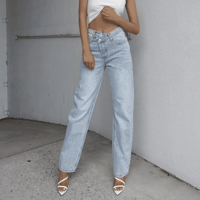 *Rodeo Asymmetric Straight Leg Jeans