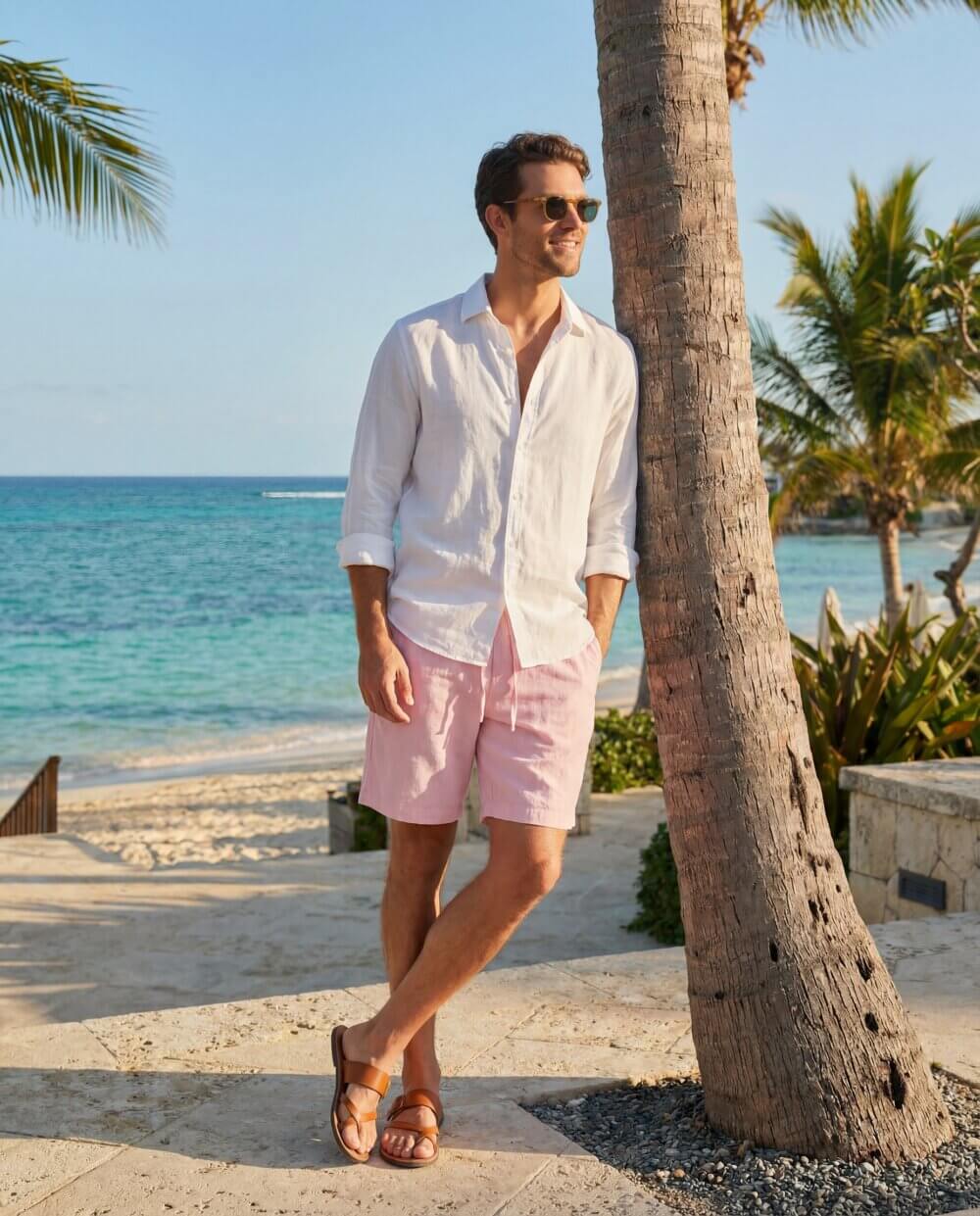 Cotton Natural Men's Leonardo Pink Shorts