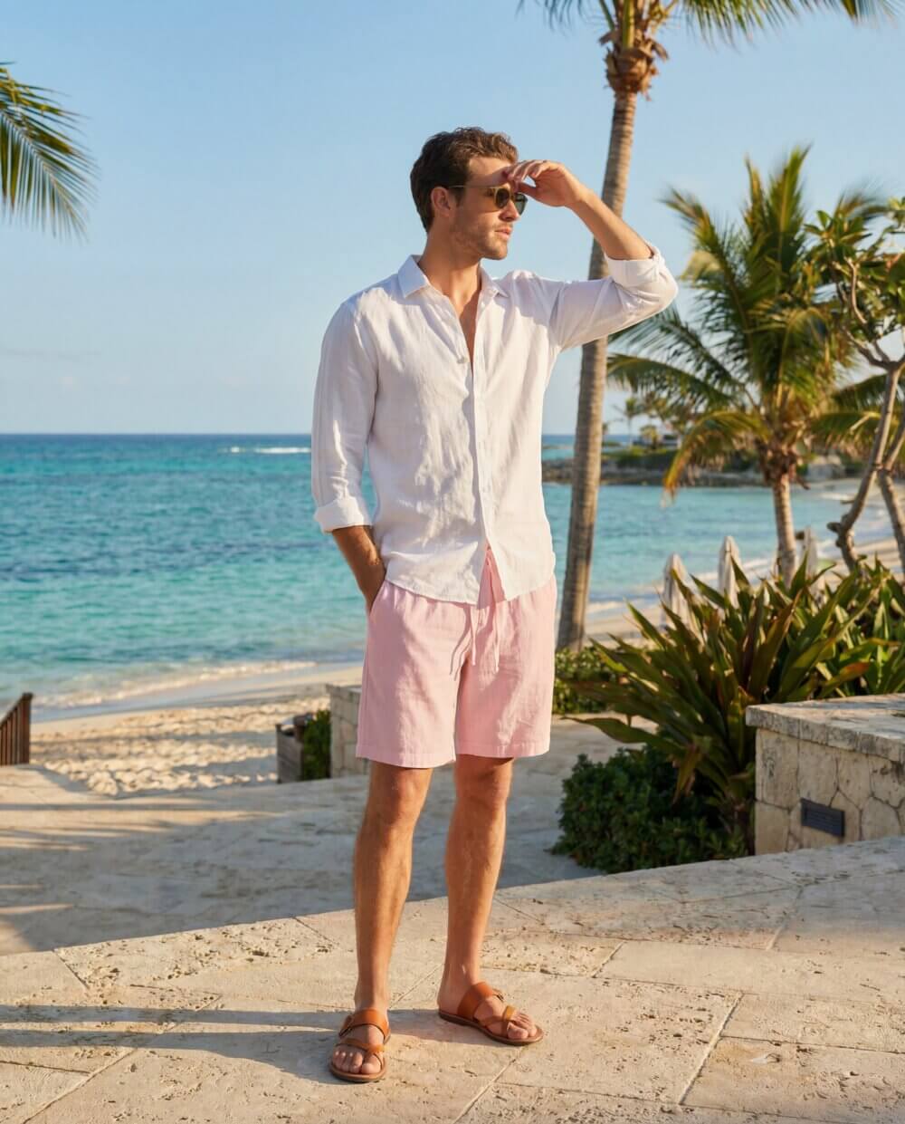 Cotton Natural Men's Leonardo Pink Shorts