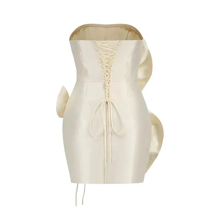 *Serenity Silk Voluminous Flower Corset Mini Dress