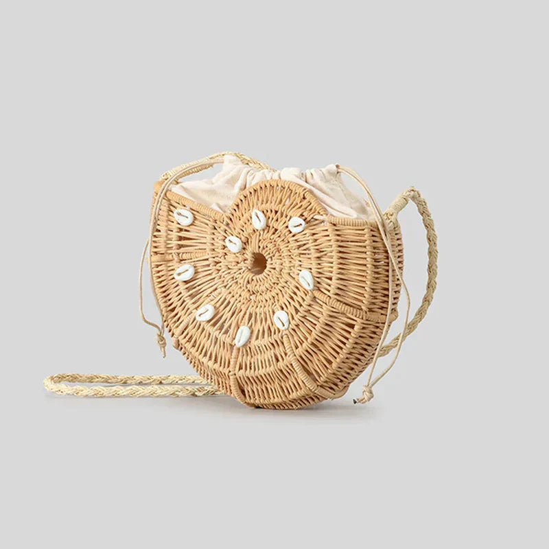 Mermaid Way Shella Rattan Conch Bag with Shell Embellishments