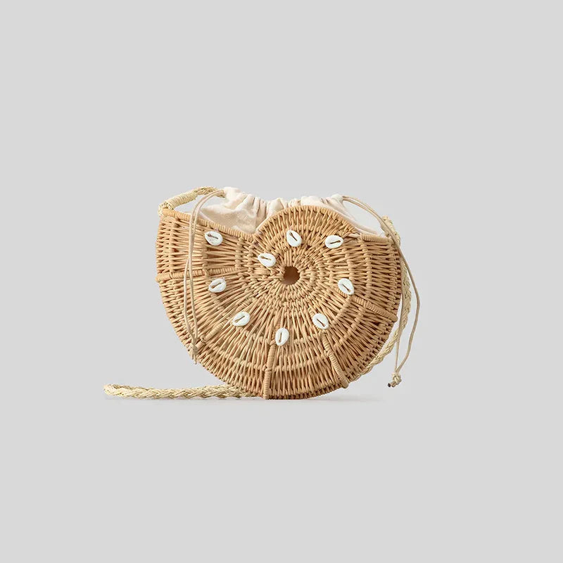 Mermaid Way Shella Rattan Conch Bag with Shell Embellishments