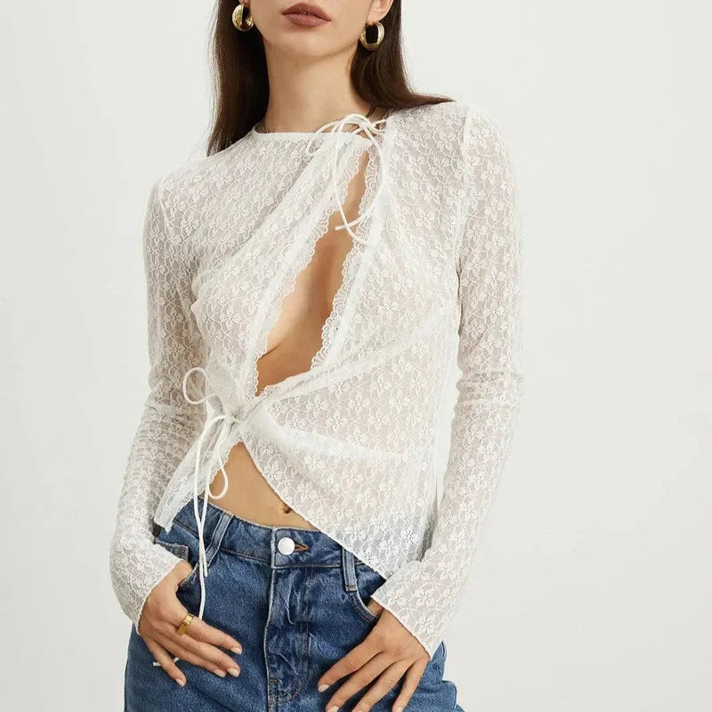Mermaid Way Sonnet Floral Lace Trim Top