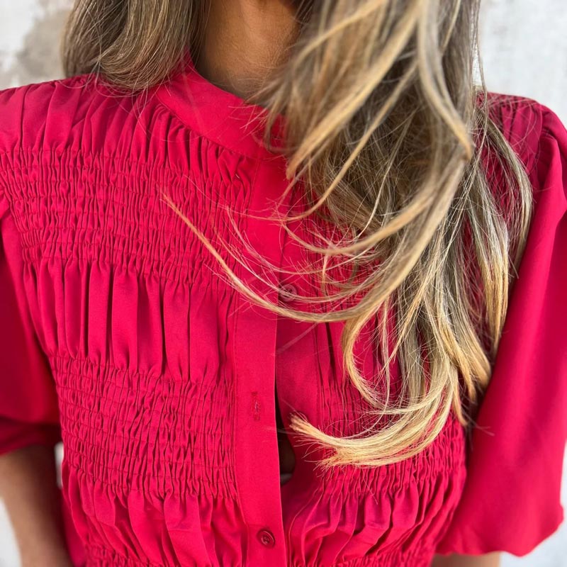 Nabalu Elowira | Women’s Smocked Button Front Peplum Blouse