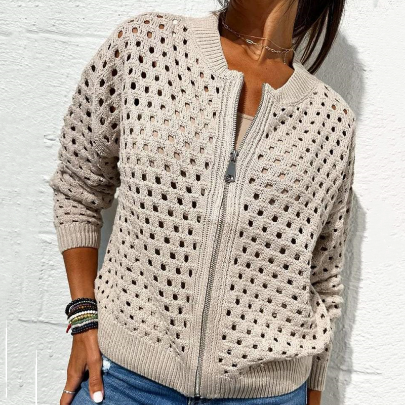 Nabalu Liravelle | Women’s Open-Knit Zip-Front Summer Jacket