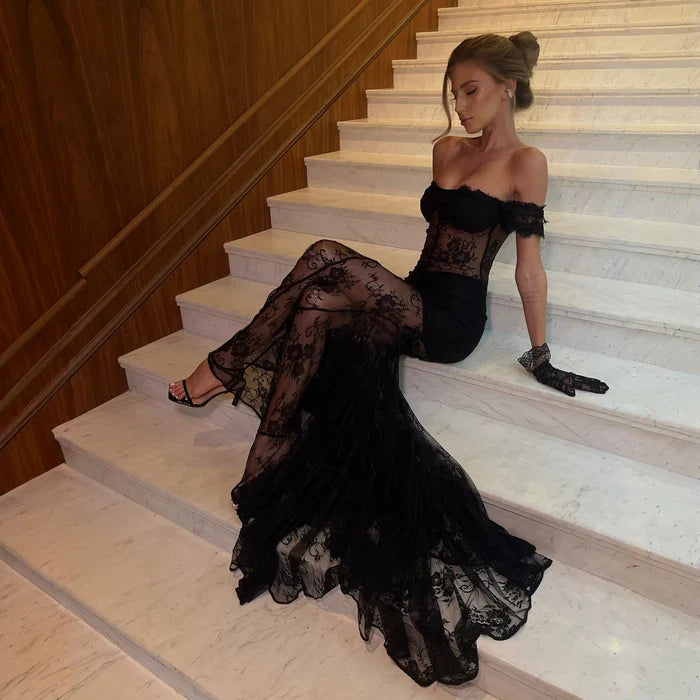 Mermaid Way Sweet Intentions Lace Maxi Dress with Gloves