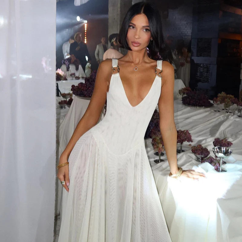 Mermaid Way Tea Party Mesh Maxi Dress