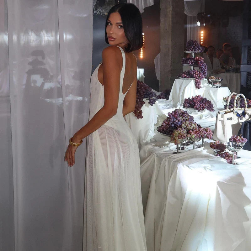 Mermaid Way Tea Party Mesh Maxi Dress